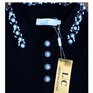 New Lizette Collection Women's Pearl Embellished Pullover Knitwear (Medium)